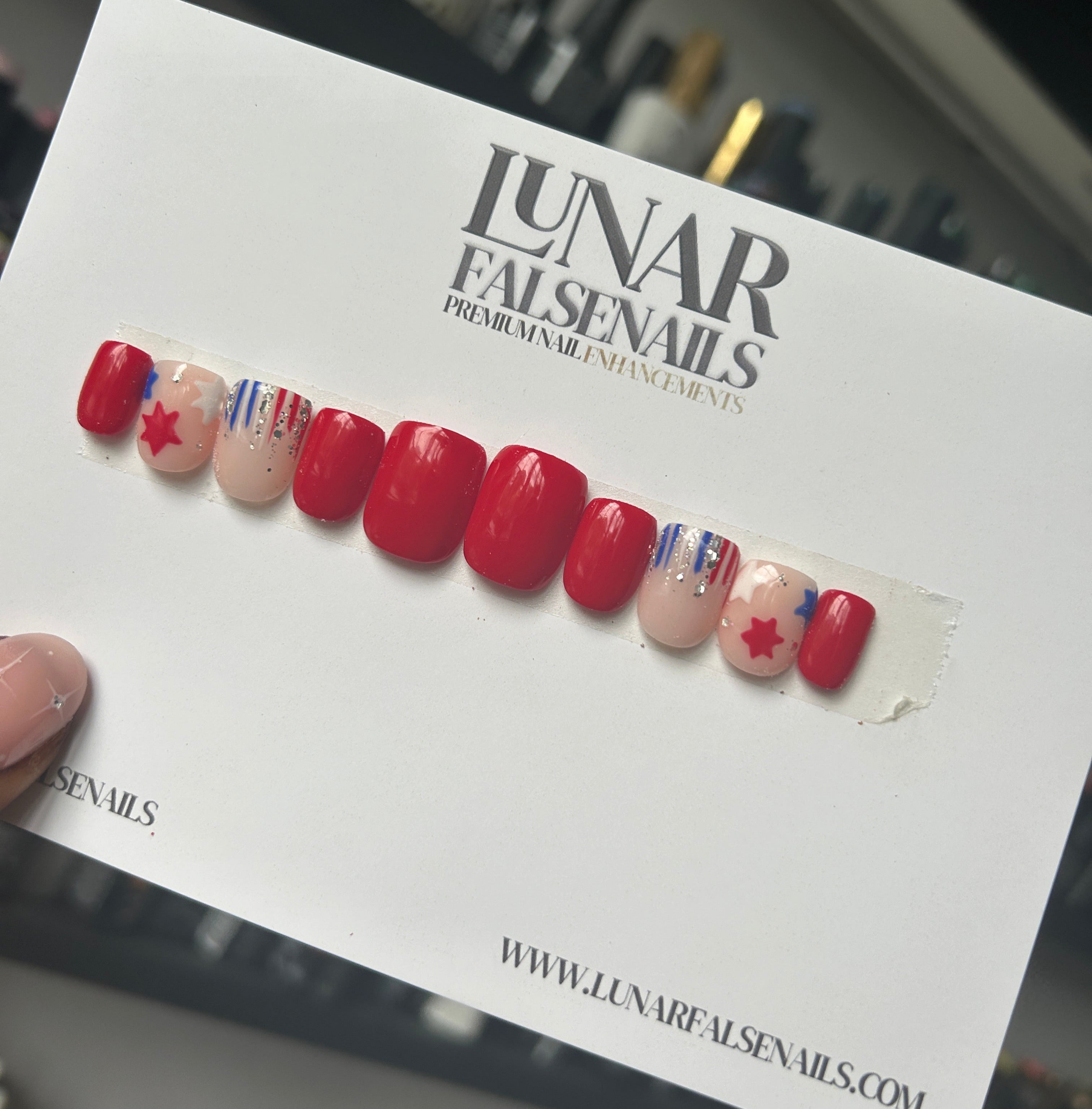 American Flag False Nails