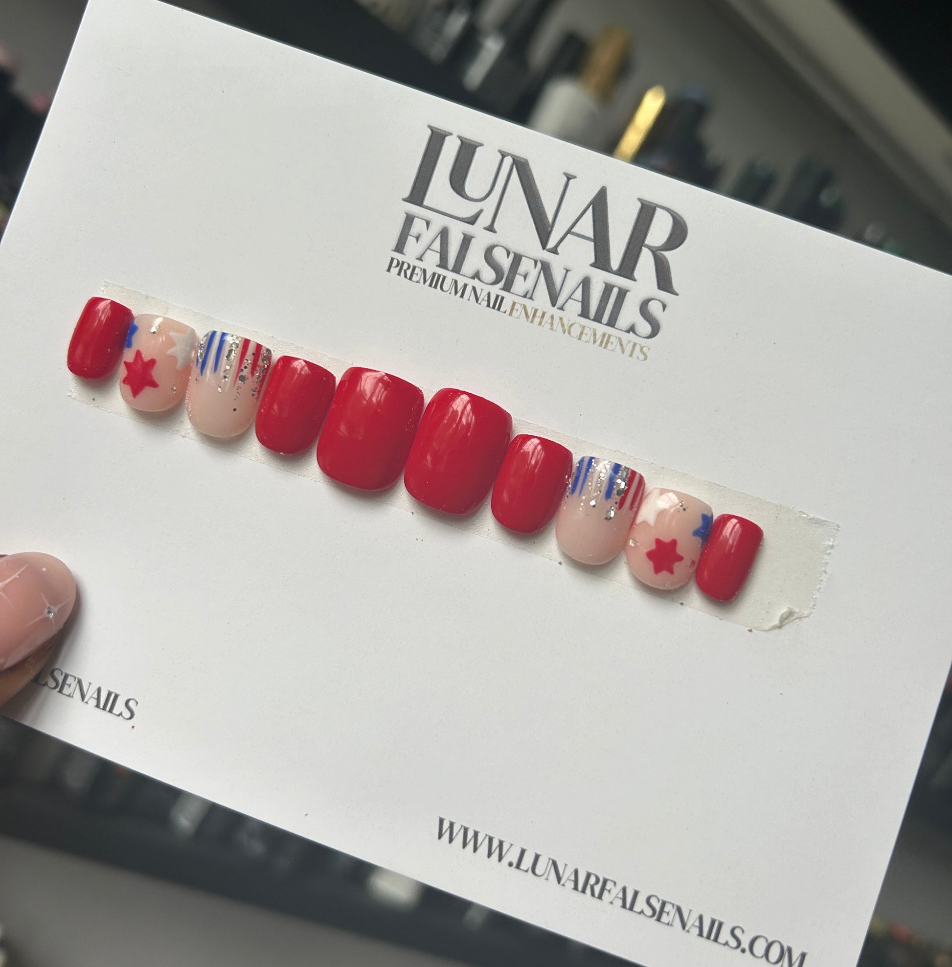 American Flag False Nails
