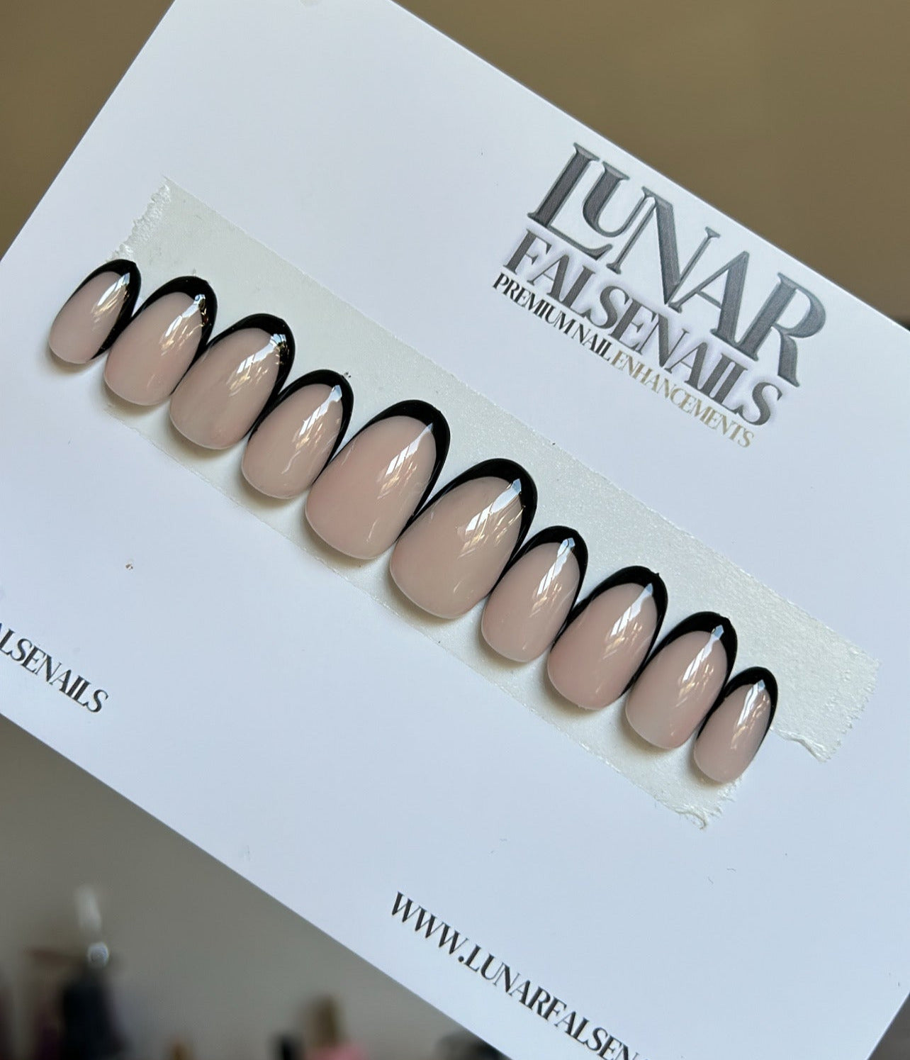 Black French Tip False Nails