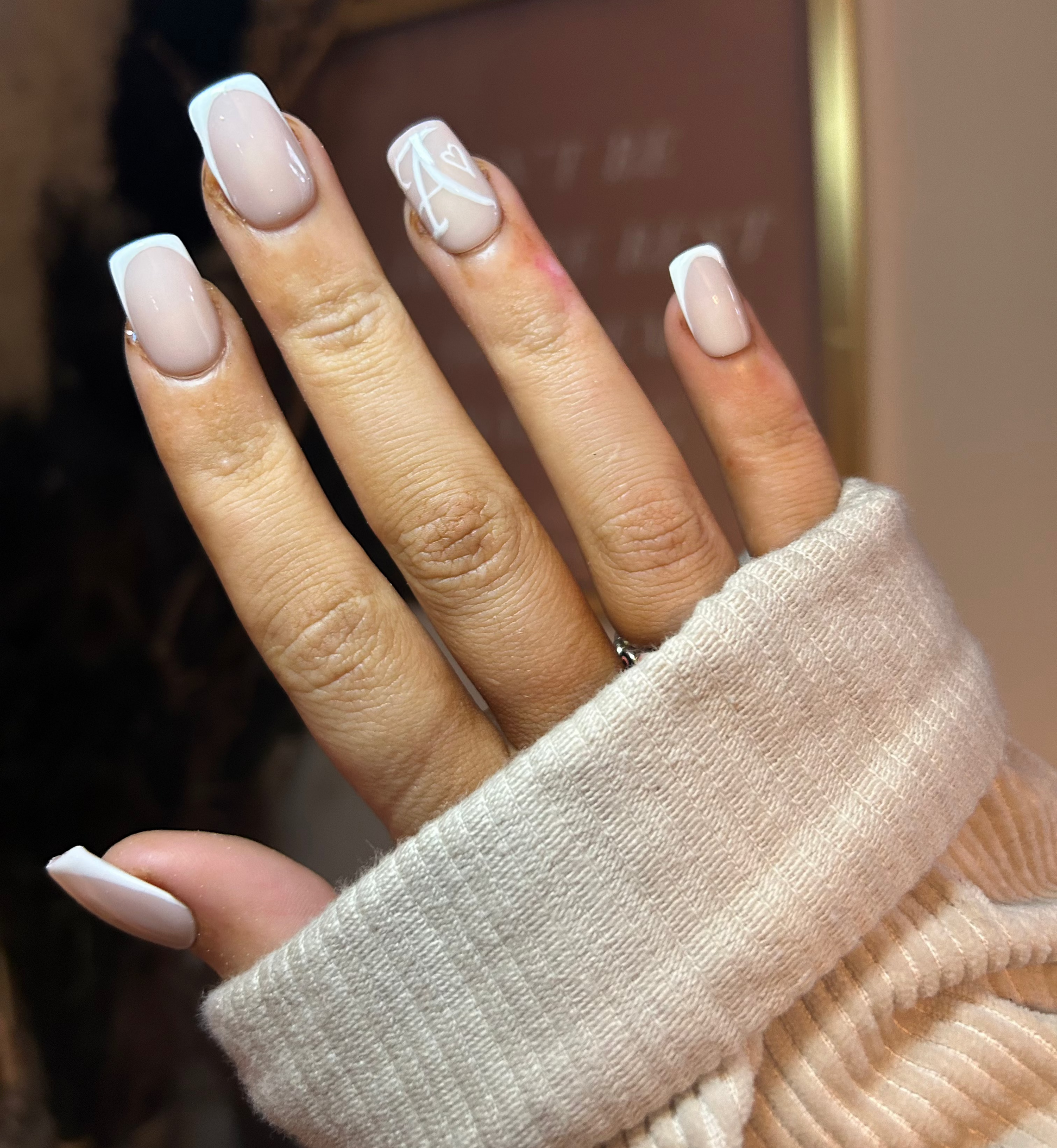 Old English Font French Tip False Nails