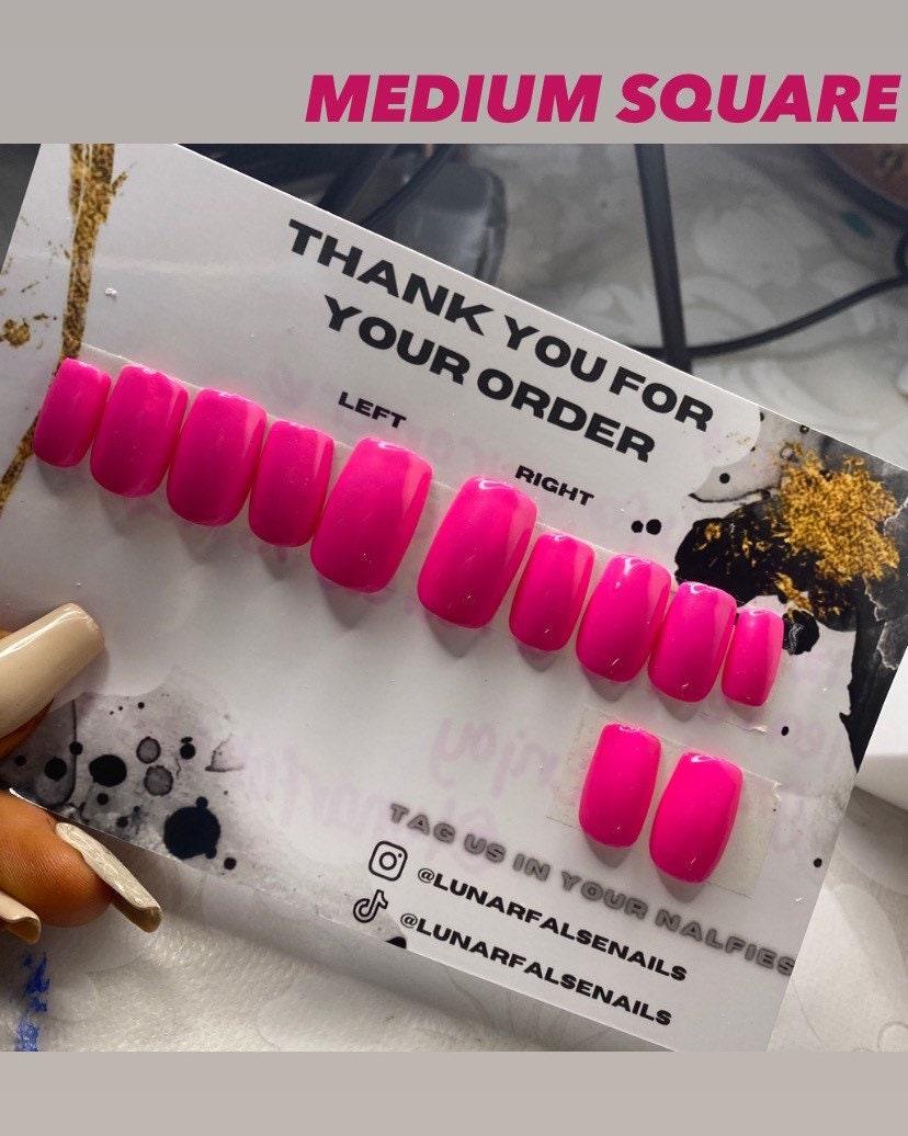 Neon Hot Pink False Nails - Lunar False Nails