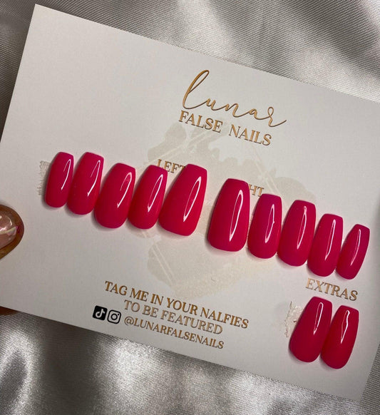 Electric Pink False Nails - Lunar False Nails