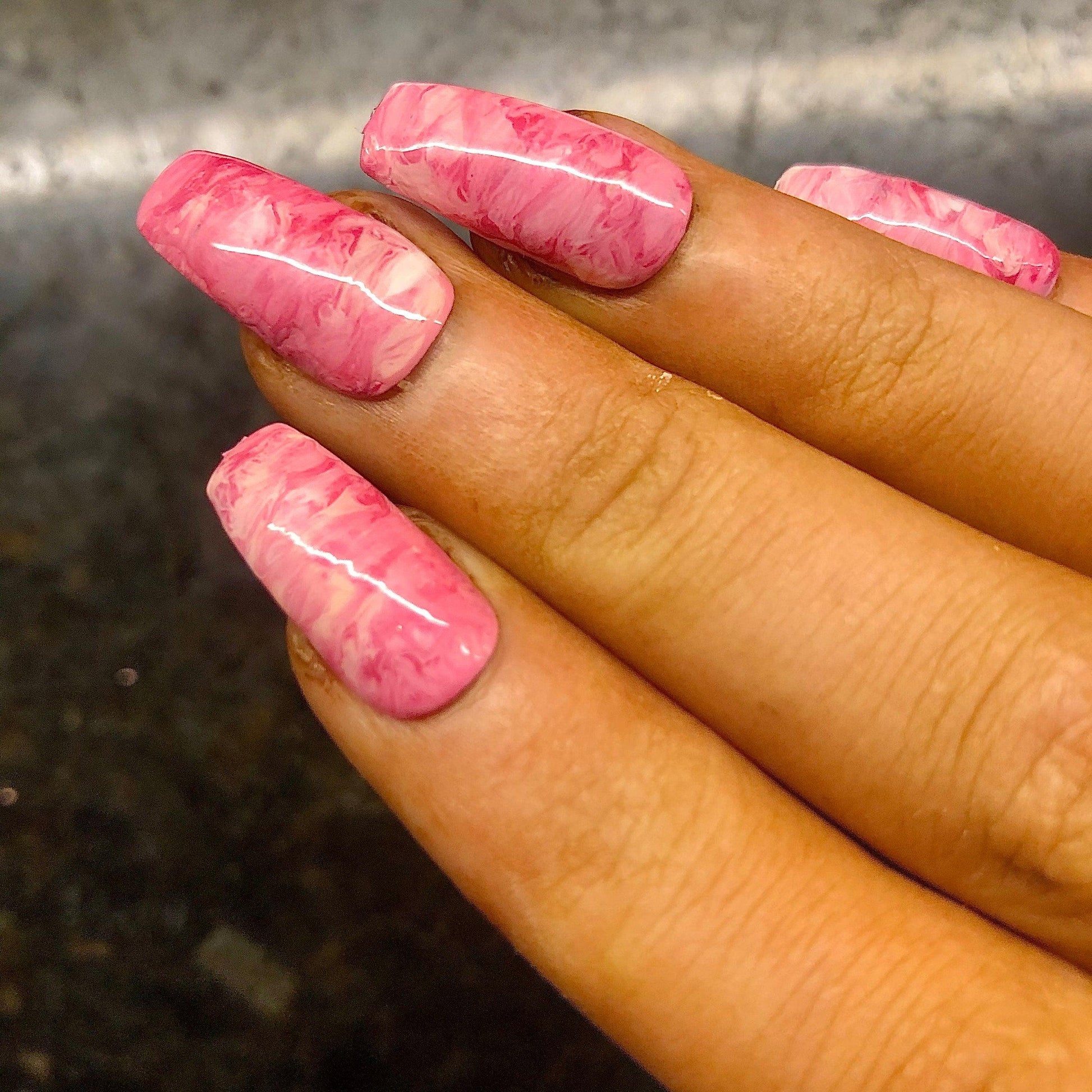 Dark Pink Marble False Nails - Lunar False Nails